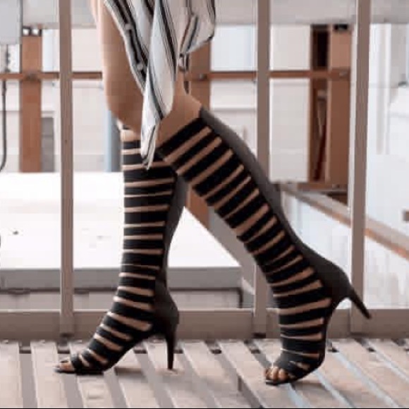 Tall Strappy Gladiator Stiletto Heel Boot Sandal - Picture 2 of 5